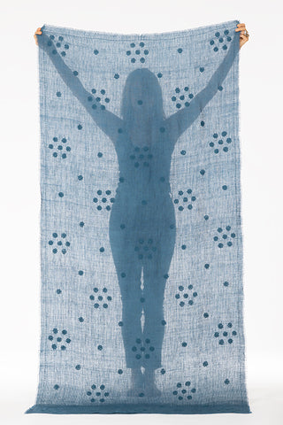 LINEN EMBROIDERED COLABA DAISY CHAIN SHAWL