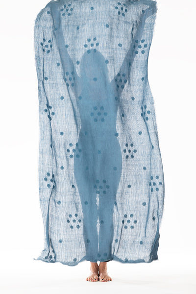 LINEN EMBROIDERED COLABA DAISY CHAIN SHAWL